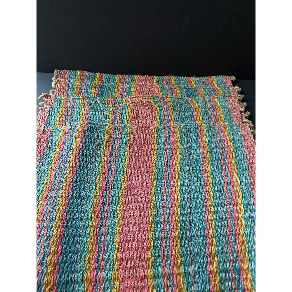 Woven Placemats Jute Striped Tassel Bohemian Rainbow Boho Coastal Tiki Beachy